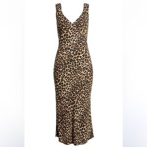 Reformation Beauden Leopard Print V Neck Dress in Leo  XS